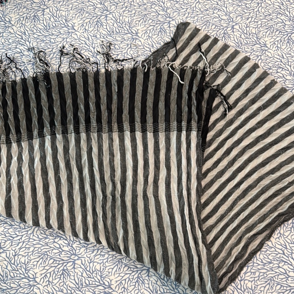 New York and Co Striped Black and Gray Scarf